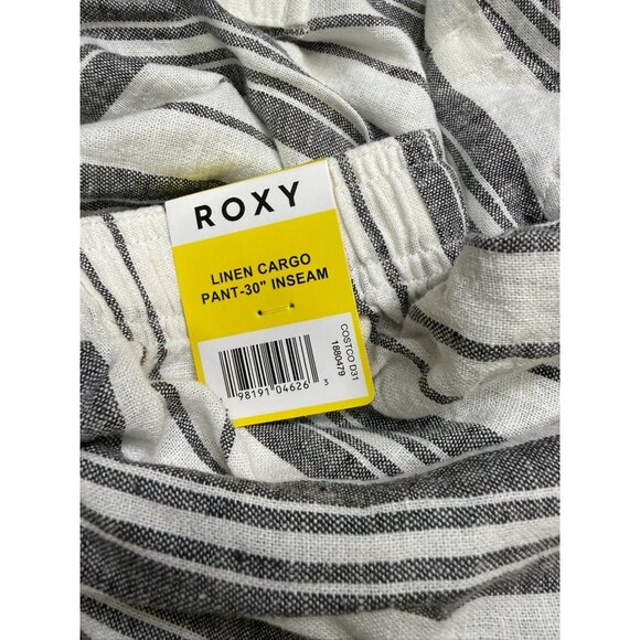 Roxy Women's Linen Blend Cargo Pant 30 Inch Inseam Black and White Size Small - Picture 5 of 7